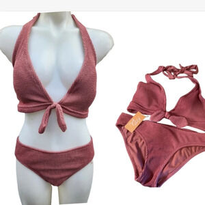 Kona‎ Sol Mauve textured bikini XL NWT